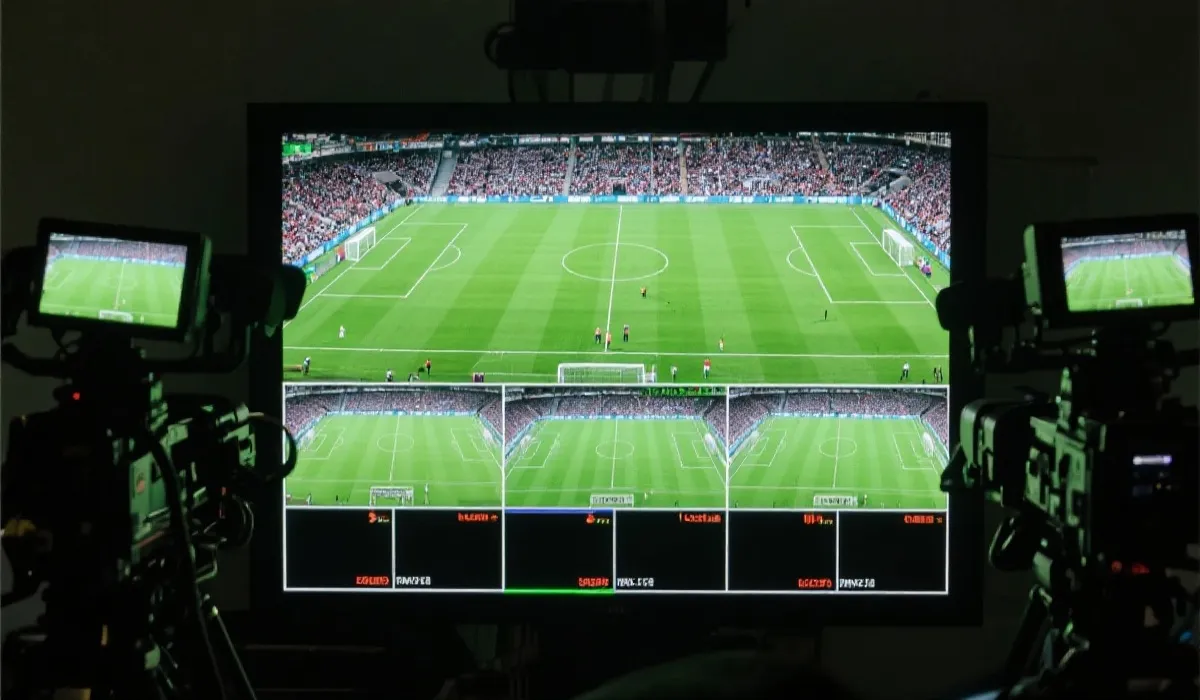 足球比赛多机位画面示意